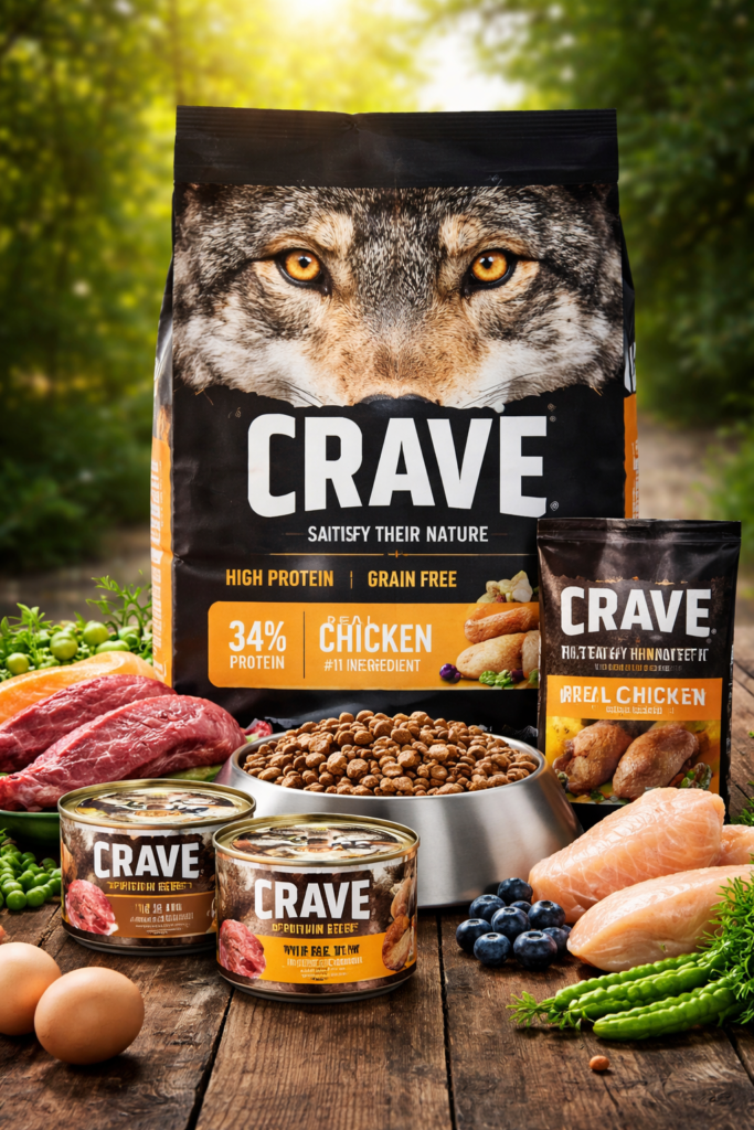 CRAVE grain free high protein adult dog food chicken 22 Ib bag front view HD