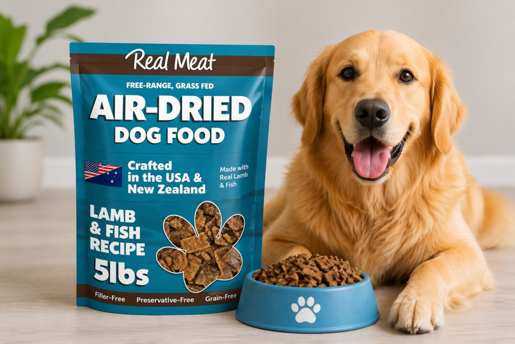 Real Meat Air-Dried Dog Food Lamb and Fish Recipe grain-free premium dog food