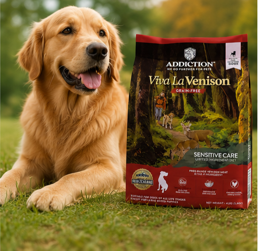 Addiction pet food Viva La Venison formula for digestive support