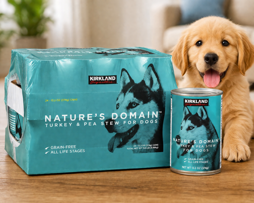 Kirkland Signature Nature’s Domain Turkey and Pea Stew canned dog food pack grain free