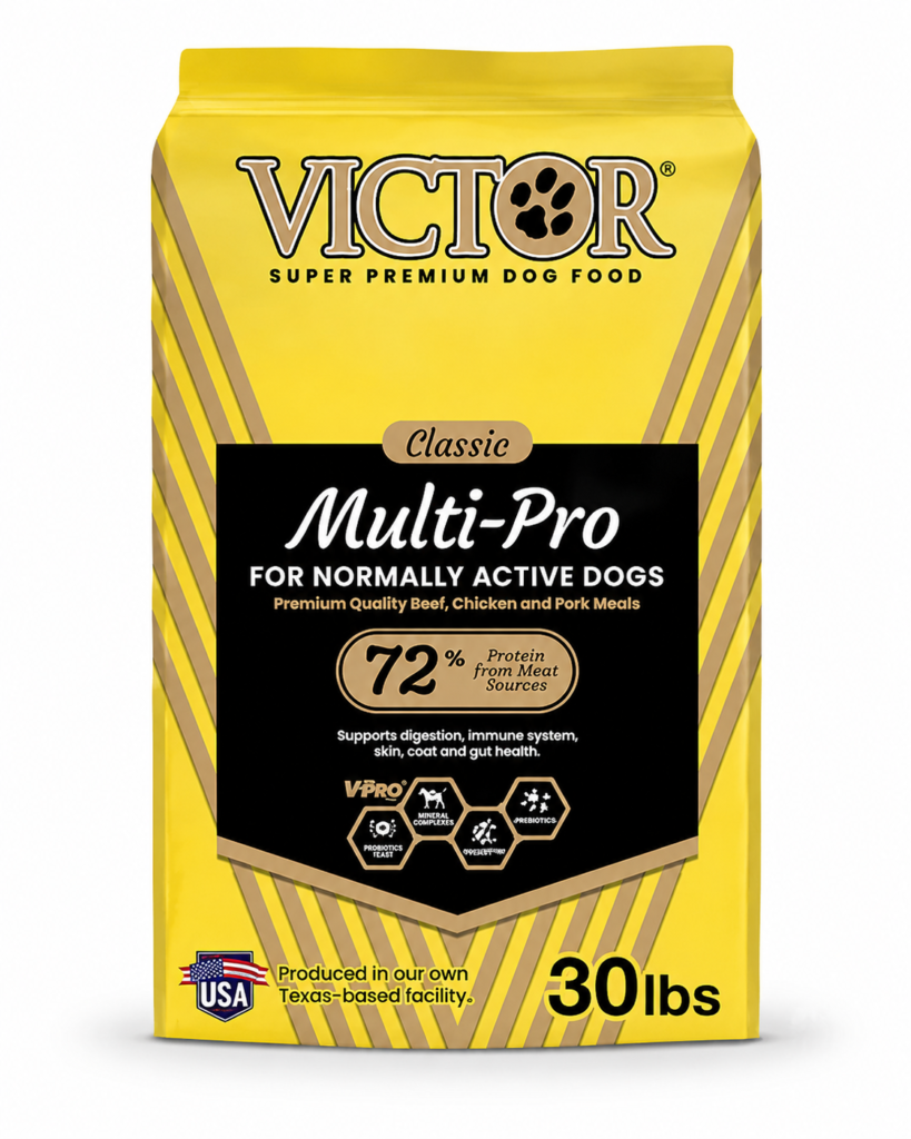 VICTOR Super Premium Multi-Pro Dry Dog Food 30 lb bag for active dogs with beef chicken and pork protein formula
