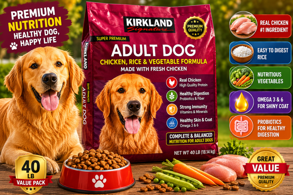 Kirkland Signature Adult Formula Chicken Rice Vegetable Dog Food Bag