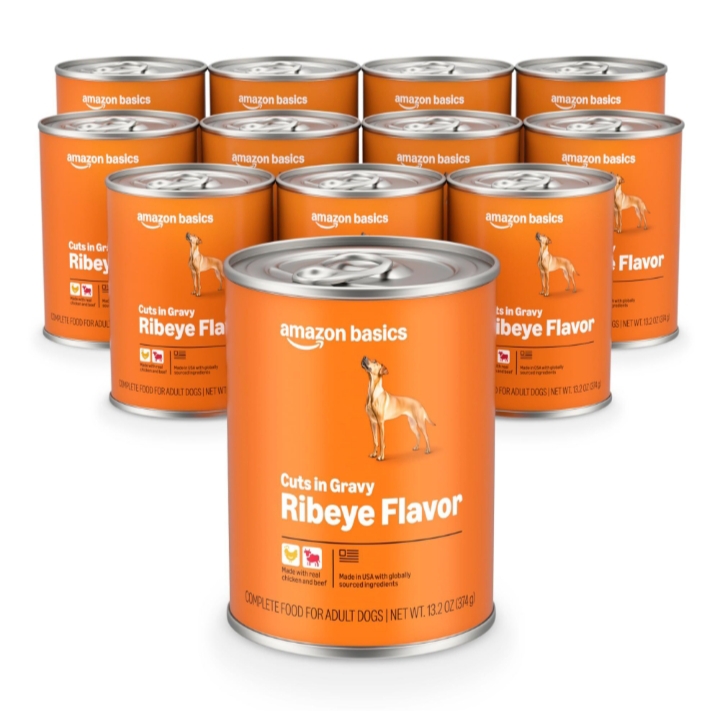 Amazon Basics Wet Dog Food Meaty Loaf Variety Pack 12 Cans