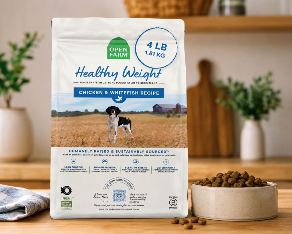 Open Farm Healthy Weight Dog Food review – Chicken and Whitefish Recipe high-protein low-calorie dry dog food for weight management, healthy metabolism, lean muscle support, and overall canine wellness."