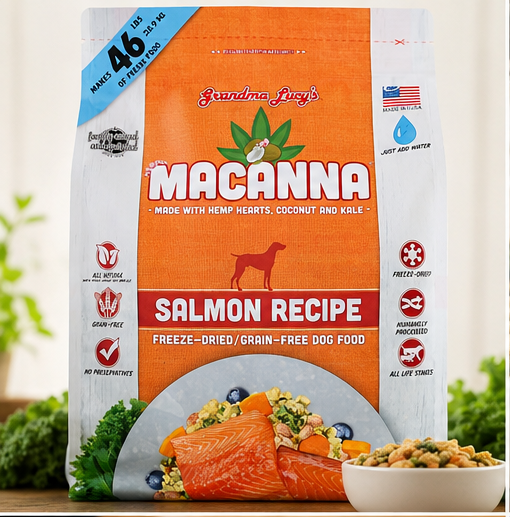 Premium salmon ingredients used in Grandma Lucy's Macanna recipe.