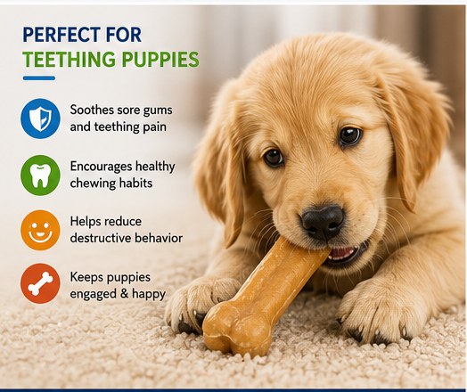 Puppy teething with Canine Naturals IrresistiBONES chew
