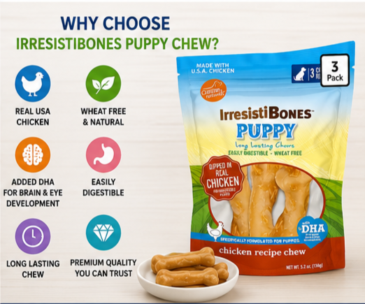 Canine Naturals IrresistiBONES Puppy Chicken Recipe Chew 3 Pack