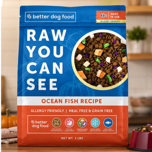 Fish-based allergy-friendly dog food close-up