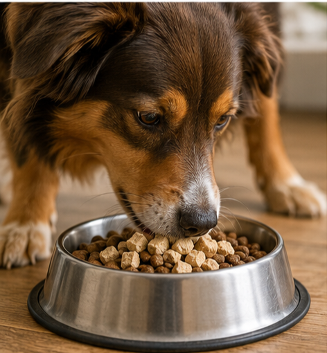 Freeze-dried raw beef dog food topper with multivitamins