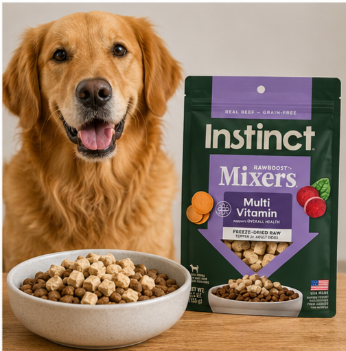 Instinct Freeze Dried Mixers Multivitamin Dog Food Topper package for adult dogs