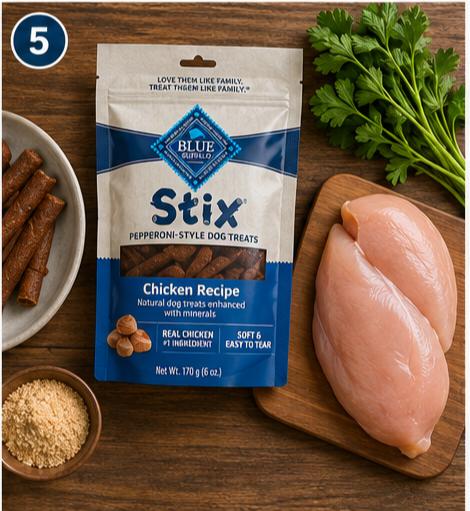 Soft Blue Buffalo chicken dog treats for training rewards